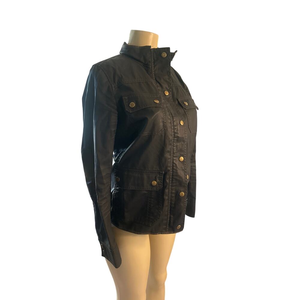 Women S J.Crew J. Crew Black Relaxed Boyfriend Field Jacket Coat Coated Waxed